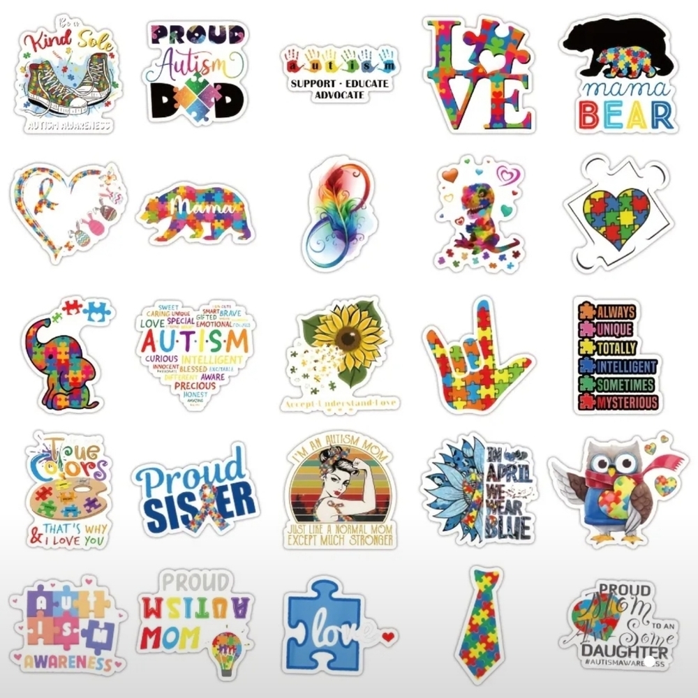 NEW Random 10pc Autism Awareness Vinyl Water Proof Stickers - Picture 5 of 6